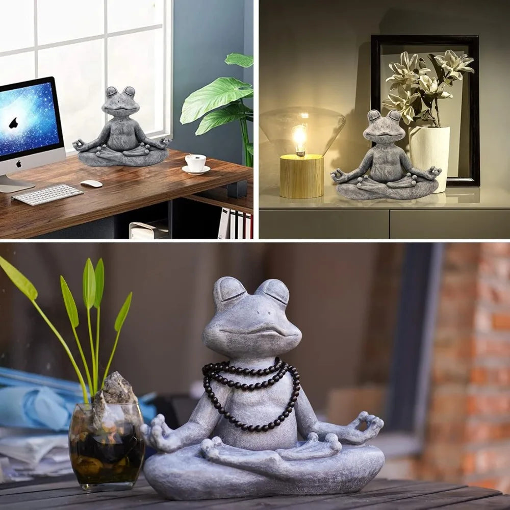 Meditating Yoga Frog Statue - , Zen Garden Frog Figurines for Home and Garden Decor