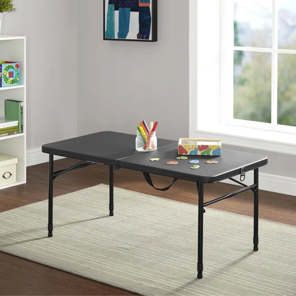 Adjustable Height Fold-in-Half Folding Table