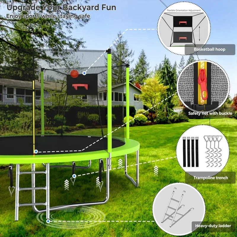 14FT Trampoline for Kids and Adults, Large Outdoor Trampoline