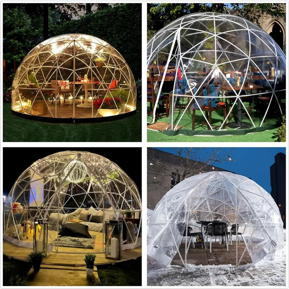 12FT Outdoor Igloo Tent Dome Greenhouse Bubble Tent, Clear PVC Tent