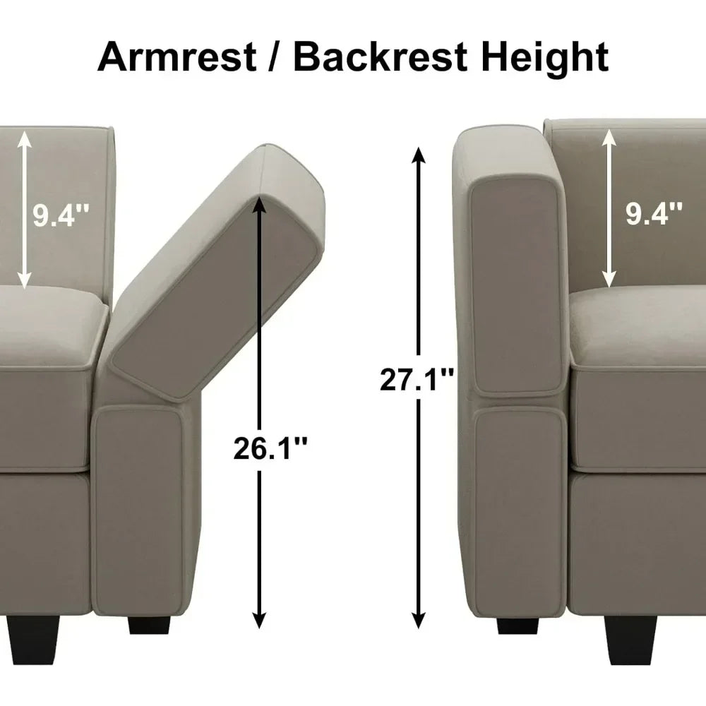 Oversized U-shaped Couch Block Segmented Sofa with Reversible