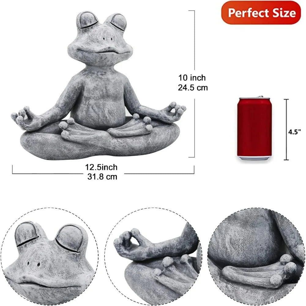 Meditating Yoga Frog Statue - , Zen Garden Frog Figurines for Home and Garden Decor