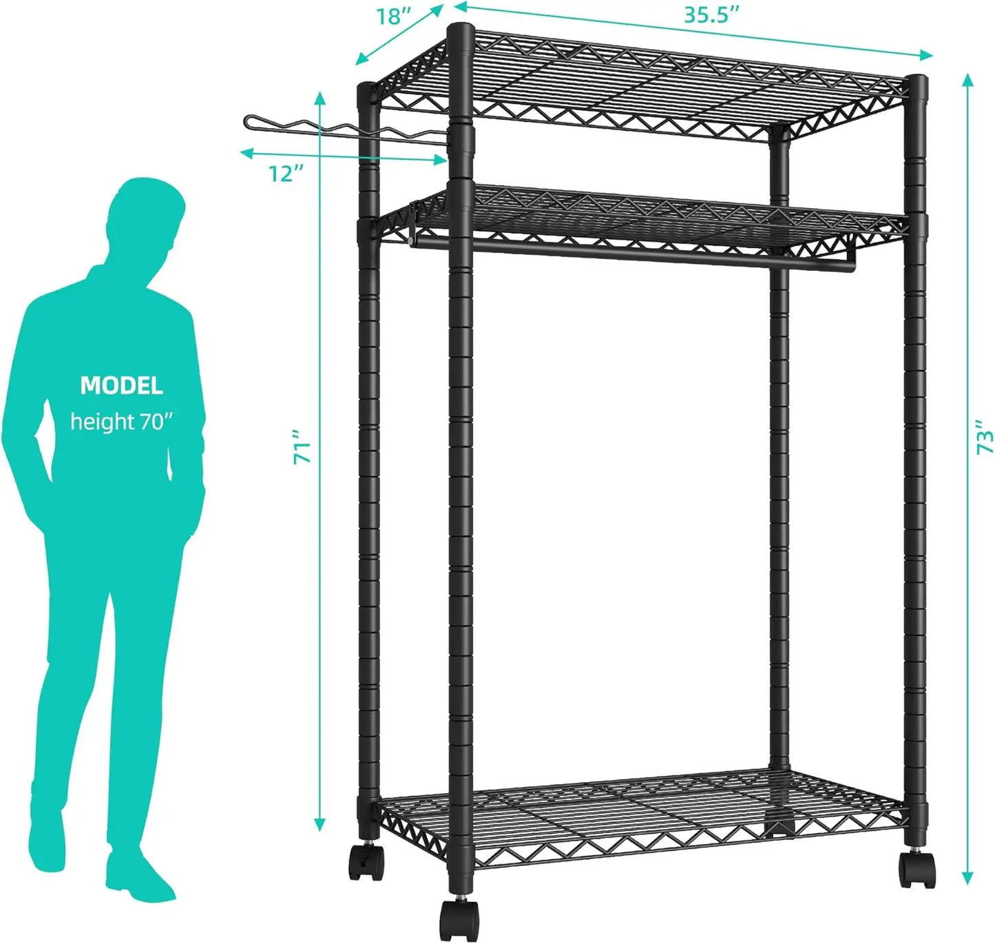 Rolling Garment Rack' HEAVY DUTY