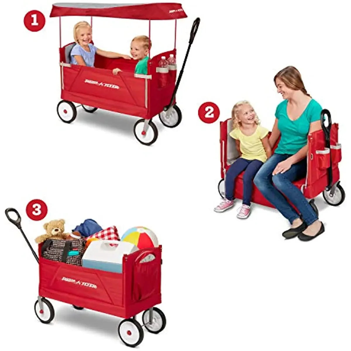 3-In-1 EZ Folding, Outdoor Collapsible Wagon for Kids & Cargo,