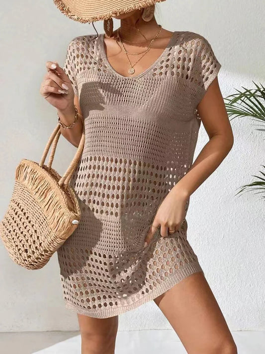 SEXY Bikini Ladies Beach Dress Swimming Cover-up V-Neck Short  Dress