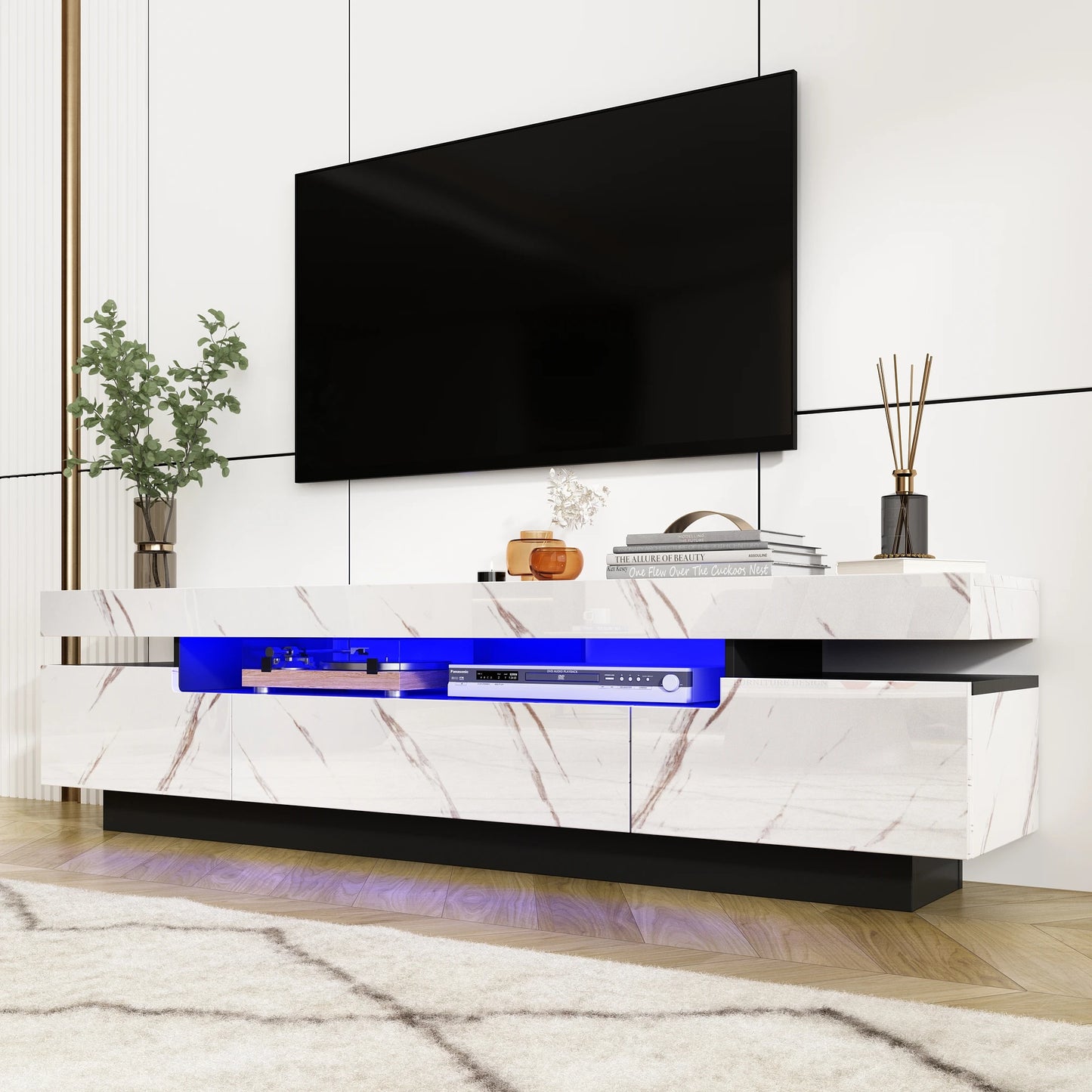 70IN White TV Stand for 75/80 inch TV,