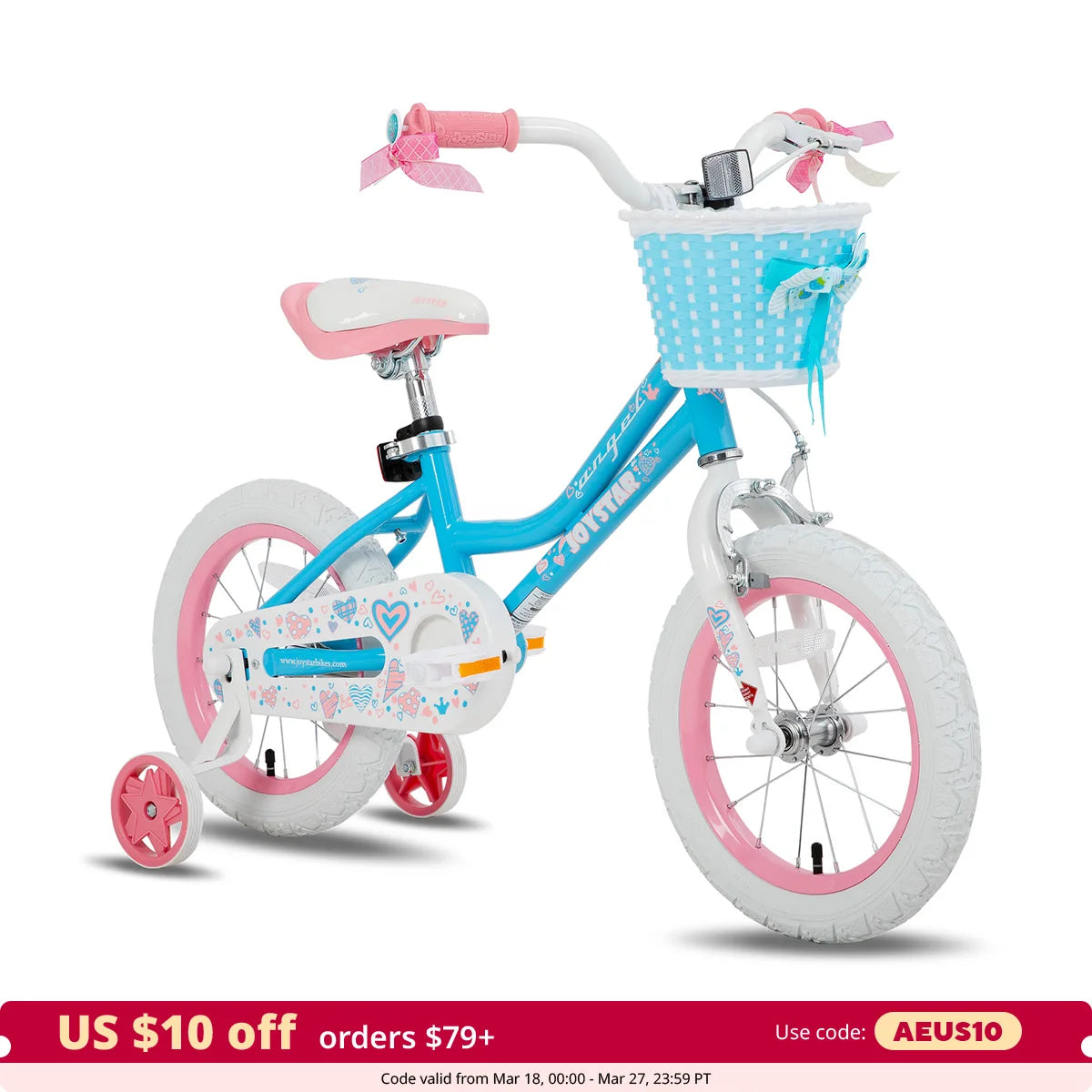 Colorful Girls Bike with Basket & Training Wheels