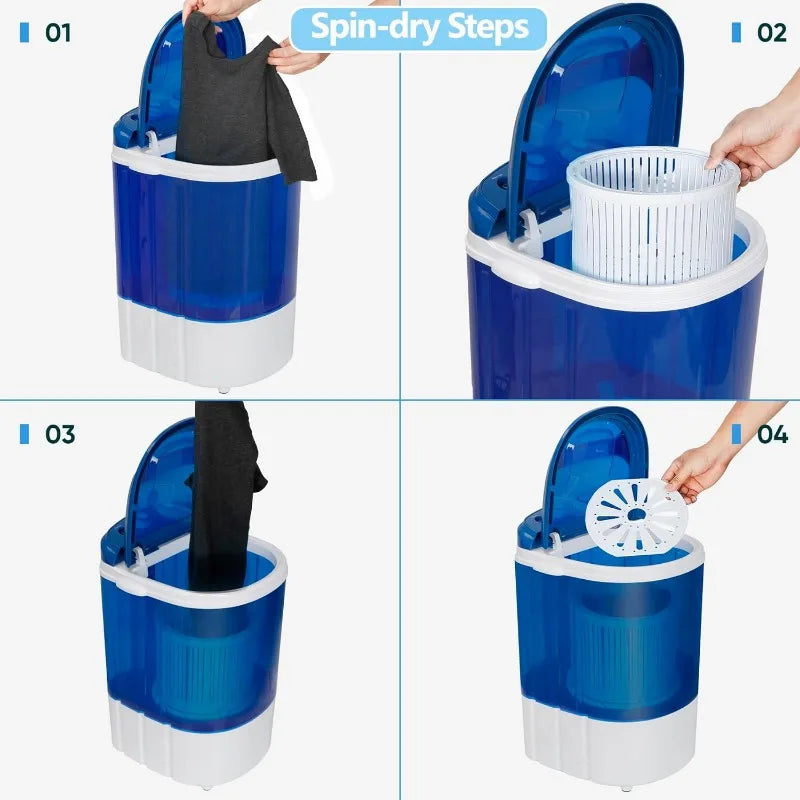 Portable Mini Washing Machine 5.7 lbs Washing Capacity Semi-Automatic Compact Washer Spinner Small Cloth Washer Laundry