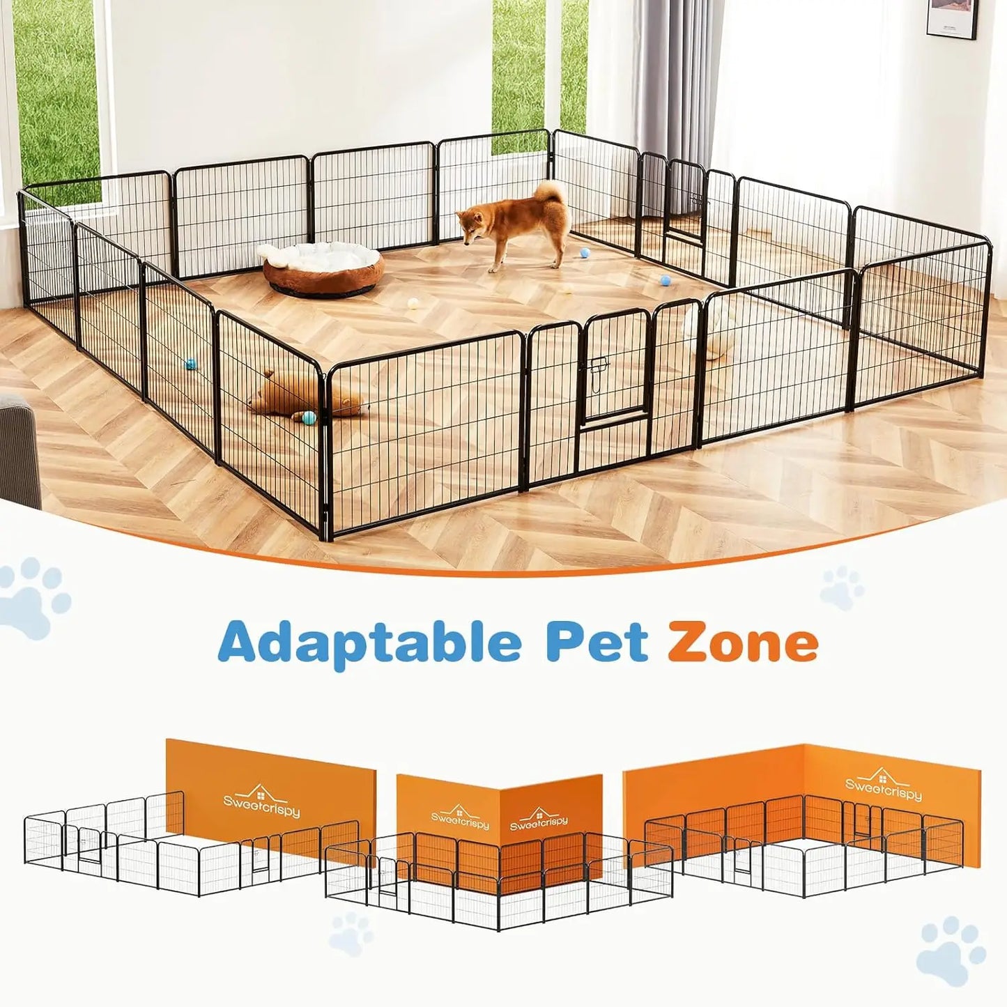 Dog Playpen Pet Dog Fence 40 inch Height 16 Panels Metal