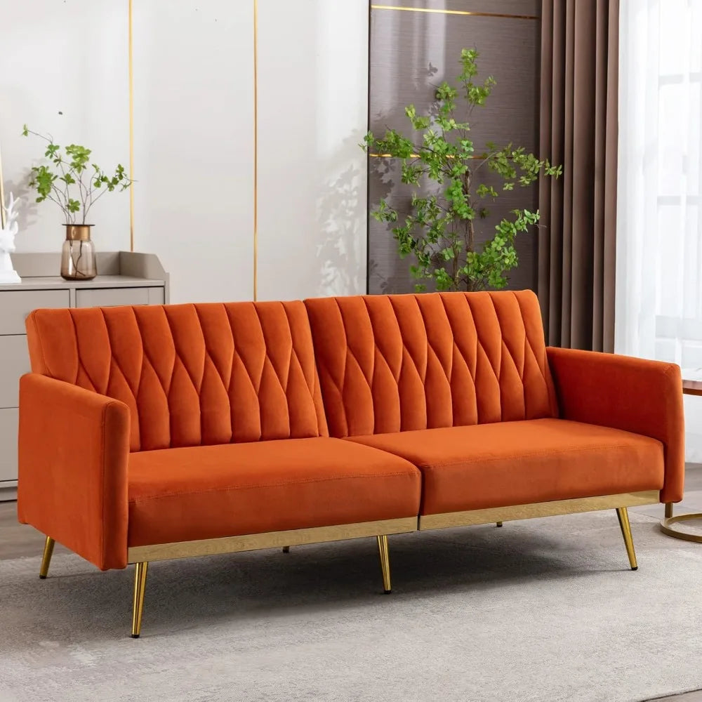 Futon Sofa Bed 70 Inch Width (Orange) Home Furniture