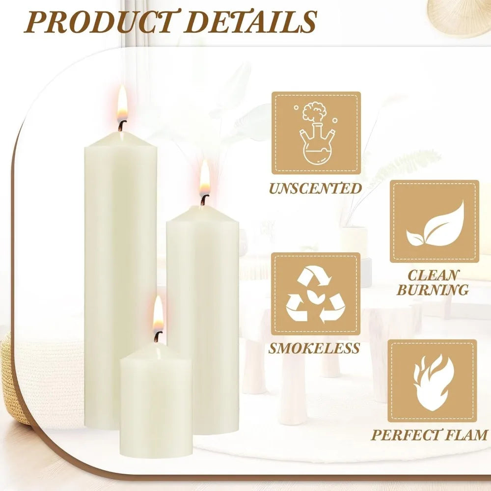 Candles Ivory Pillar Candle Bulk Long Burning Candles Clean Unscented