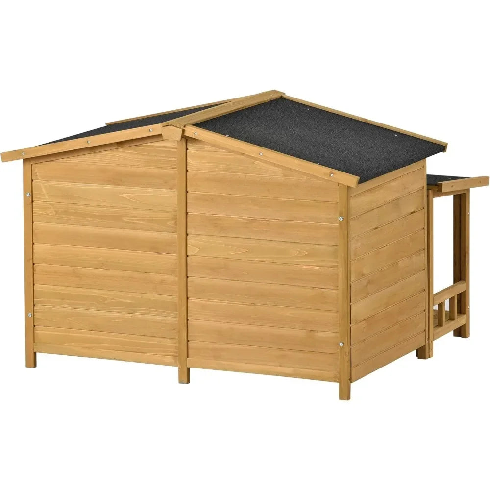 47" Outdoor Wooden Dog House with Porch,