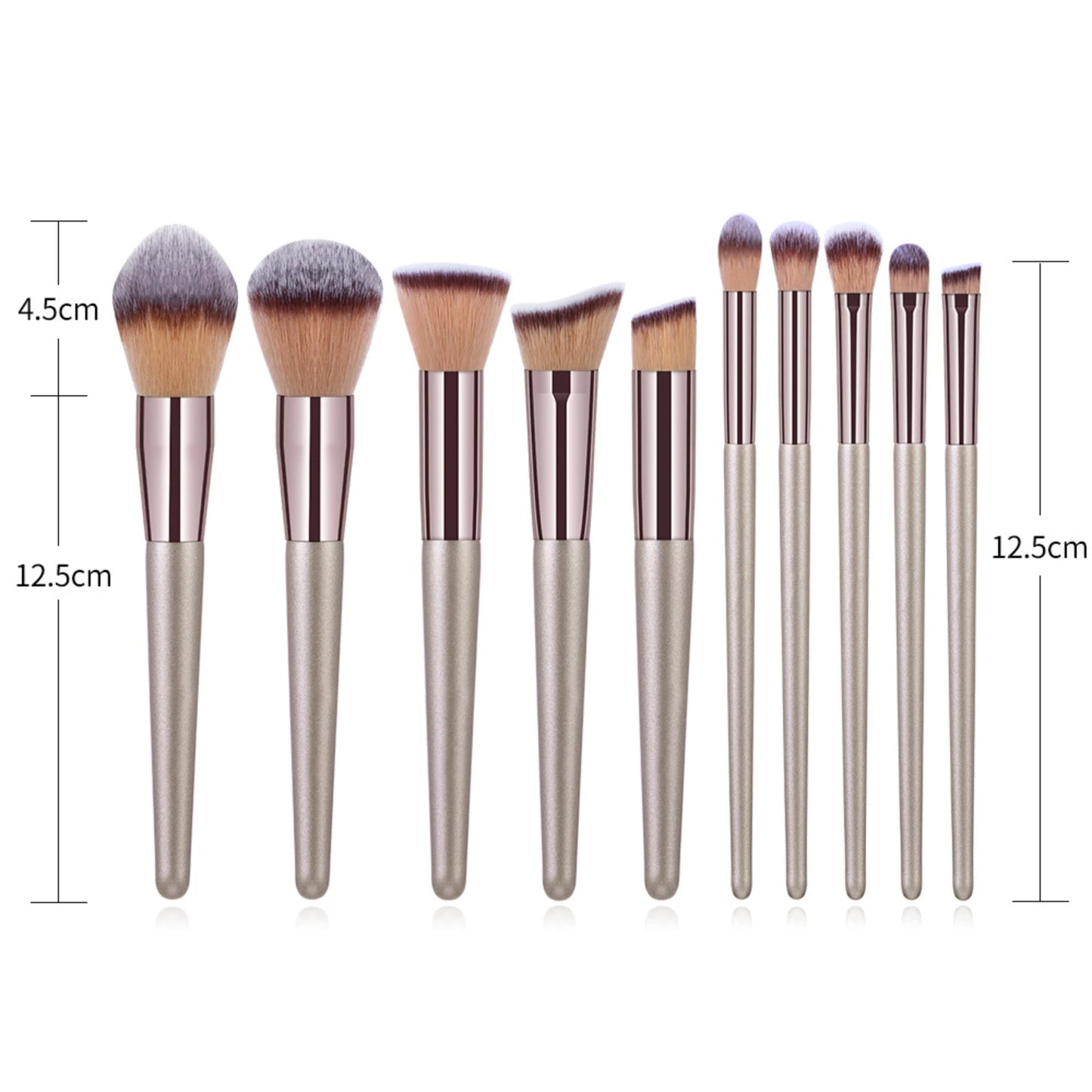 Gold Color 10-Piece Makeup Brush Set