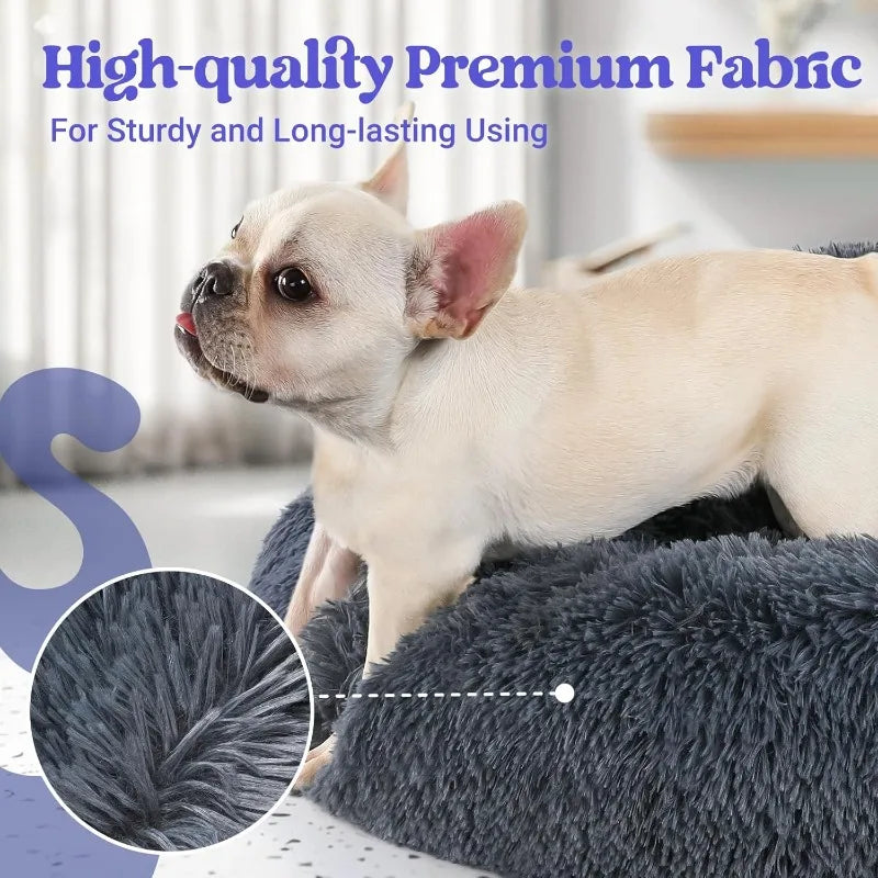 Dog Bed for Small Medium Dog, 30 inches Bed Machine Washable, Non-Slip Fur Large Cat Bed