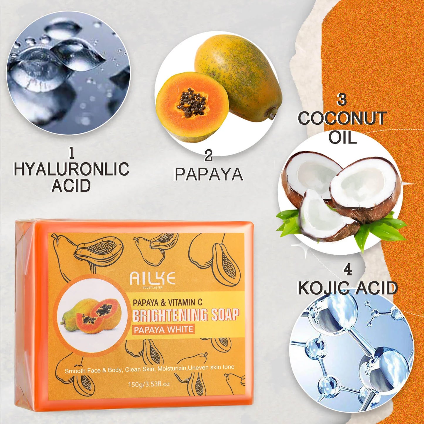 NATURAL Kojic Acid Soap for Hyperpigmentation, Brighter Skin, Reduce Dark Spots, Even Skin Tone,