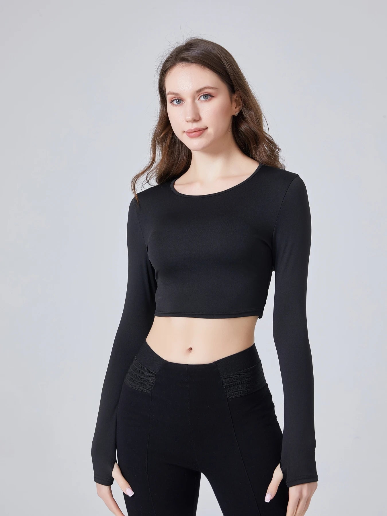 Back Breathable Hollow Sports Long Sleeve Workout Top