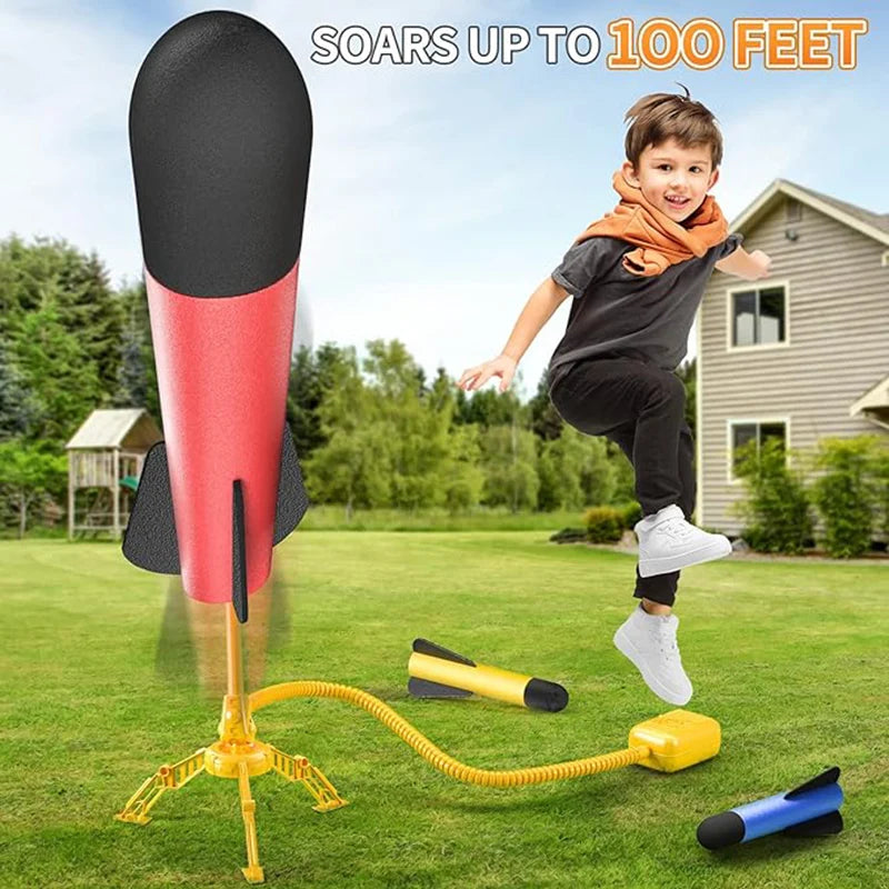 Kids' Rocket Launcher, 12 Foam Rockets, Launching Over 100 Ft, Outdoor Toy,