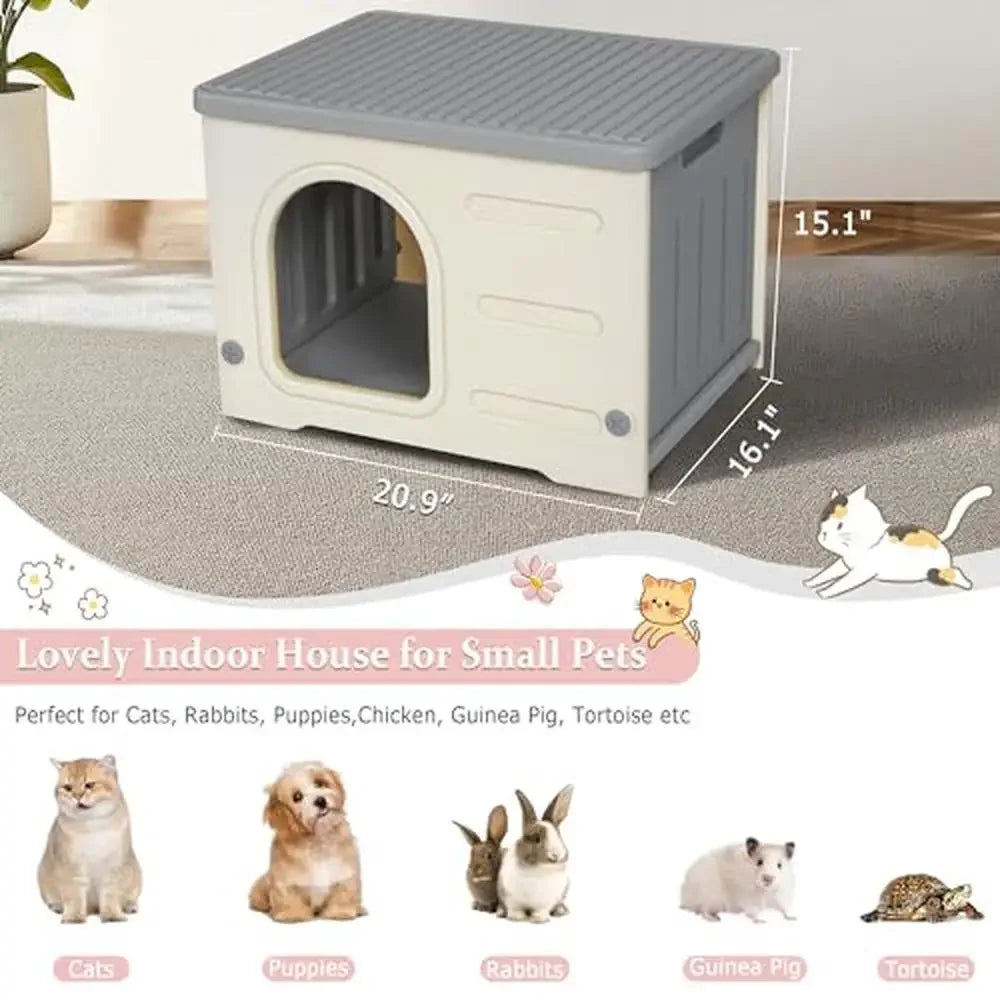 Outdoor Weatherproof Cat House  Shelter Stackable Design Spacious Indoor/Outdoor