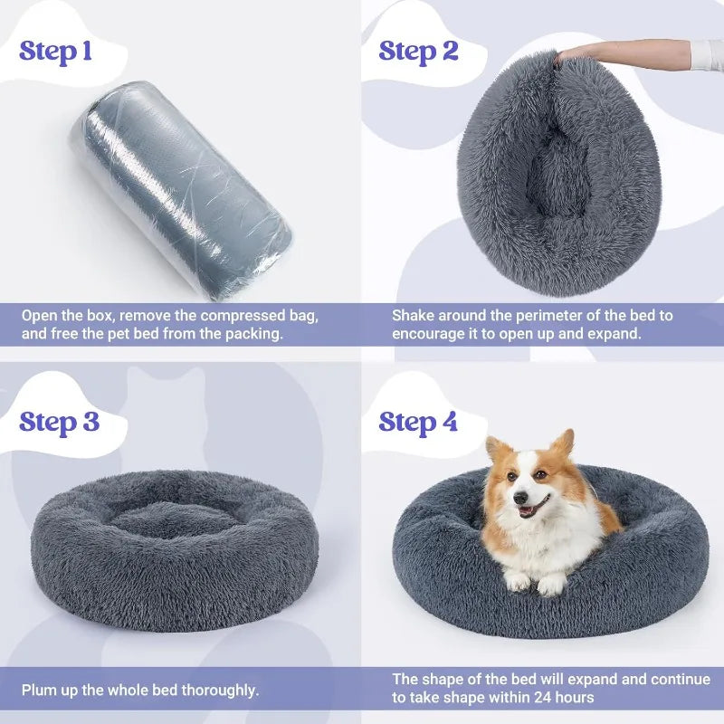 Dog Bed for Small Medium Dog, 30 inches Bed Machine Washable, Non-Slip Fur Large Cat Bed