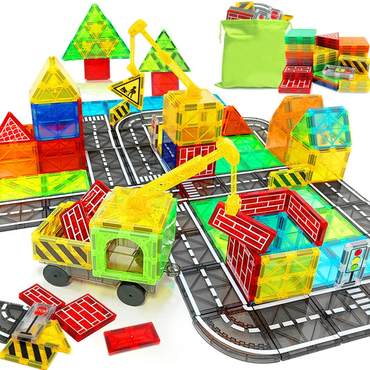 Magnetic Road Set With Car Toys Boys & Girls, Building Blocks