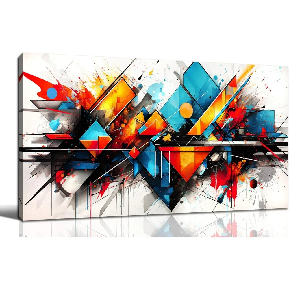 Colored wall art, used for large-sized living rooms - Abstract canvas art -