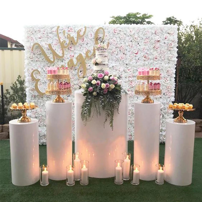 Event Decor Cylinder Pedestal Stand Metal Risers Set Dessert Cake Stand