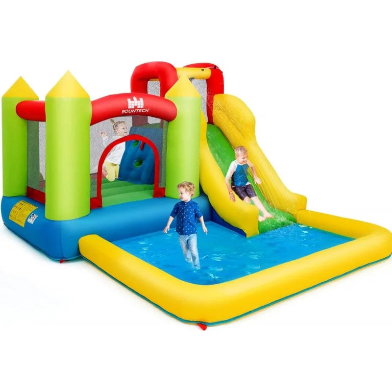 Inflatable Water Slide, Bounce House Combo for Kids Outdoor Fun