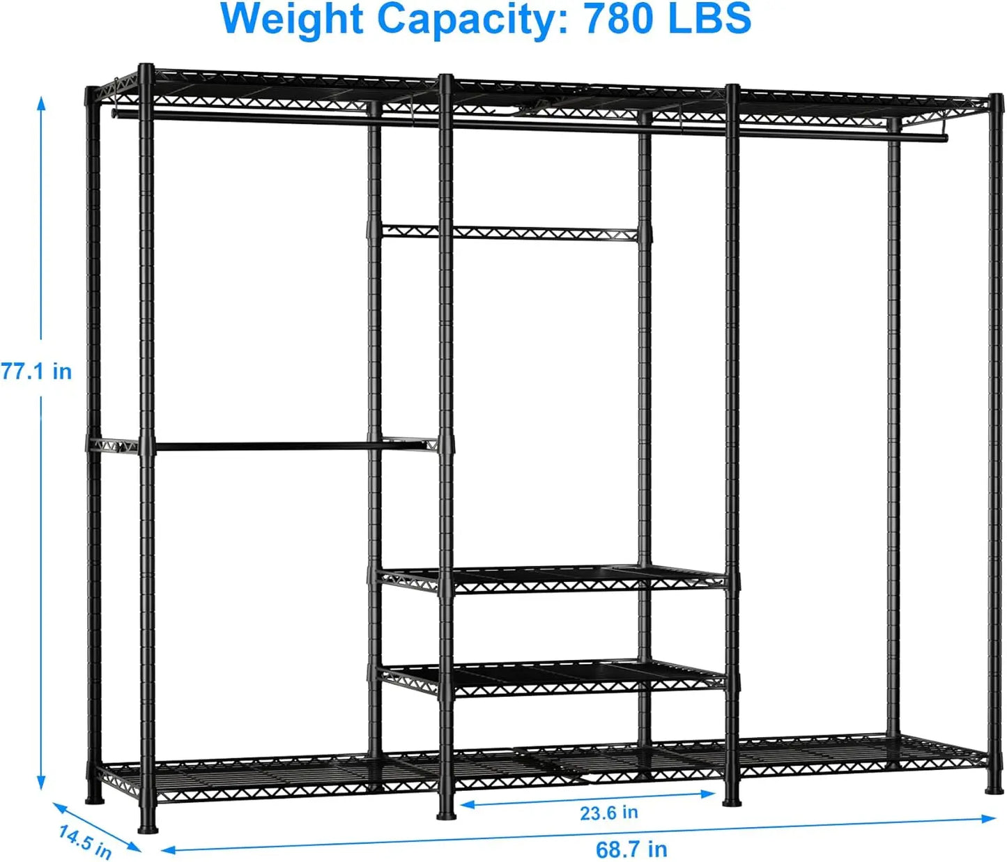 4 Tiers Freestanding Heavy-Duty Closet Organizer and Storage System