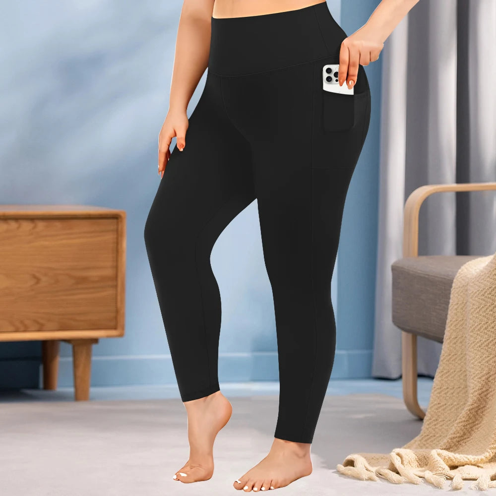 3 Pack Plus Size Leggings With Pockets For Women High Waisted Spandex Soft Workout Yoga Pants