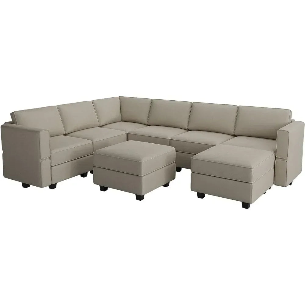 Oversized U-shaped Couch Block Segmented Sofa with Reversible