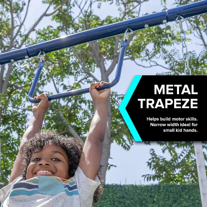 Swing Set - Outdoor Heavy-Duty Metal Playset for Kids with Slide