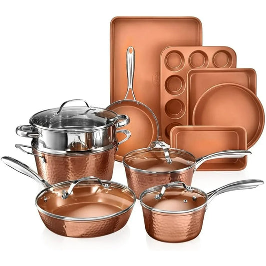 15 Pc Ceramic Pots and Pans Set Non Stick Cookware Set,