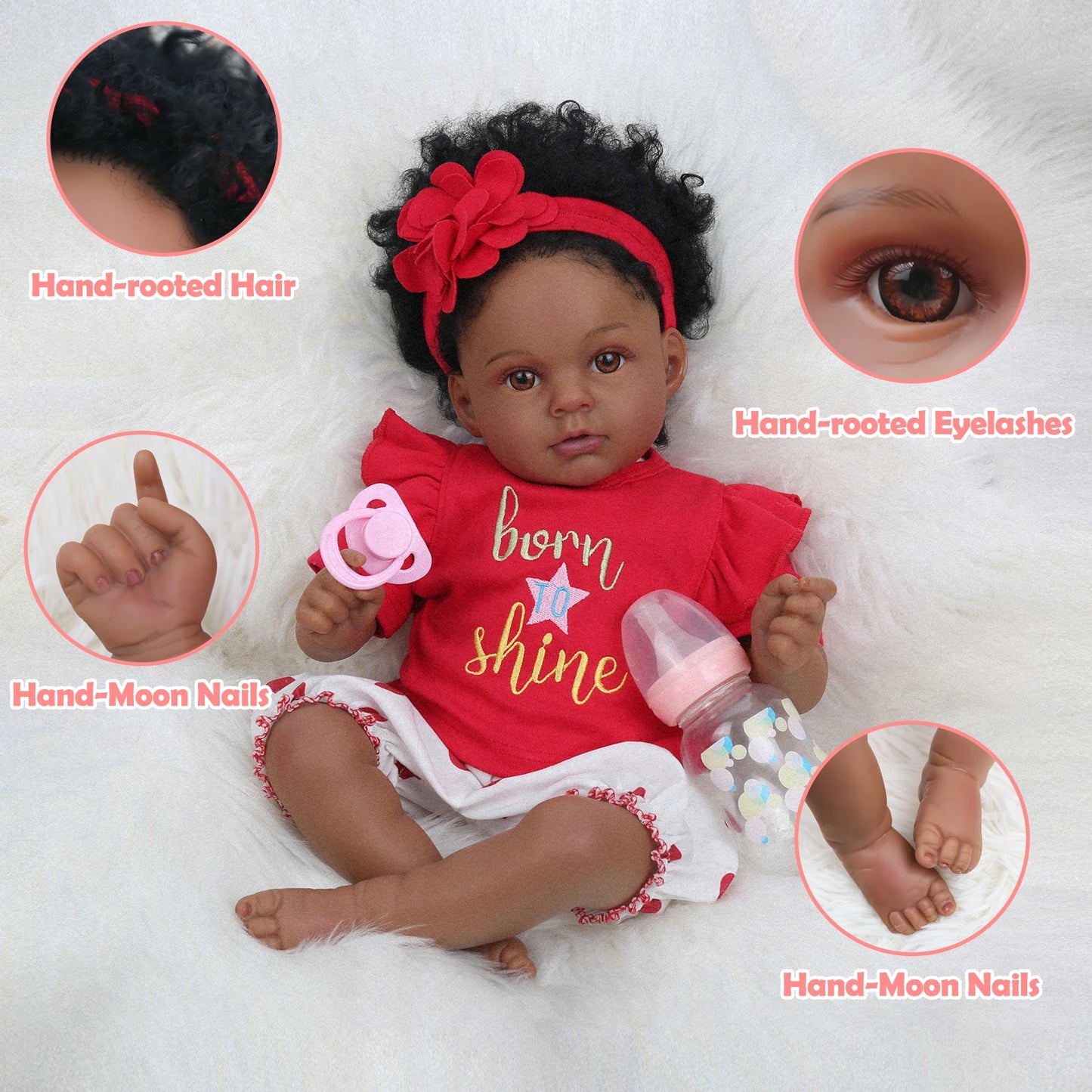 Reborn Baby Dolls Black Girl, 20 Inch Realistic Newborn Baby Dolls