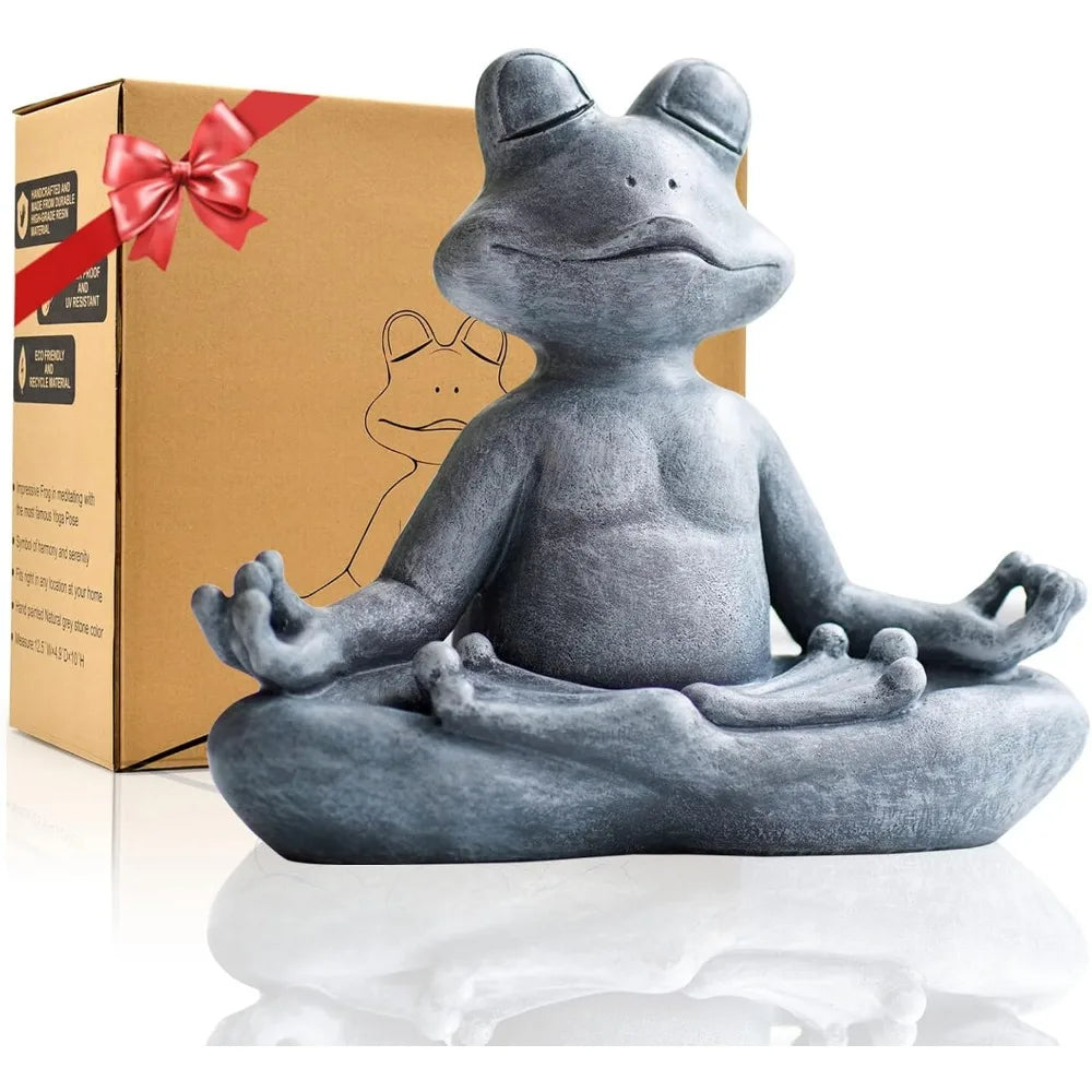 Meditating Yoga Frog Statue - , Zen Garden Frog Figurines for Home and Garden Decor