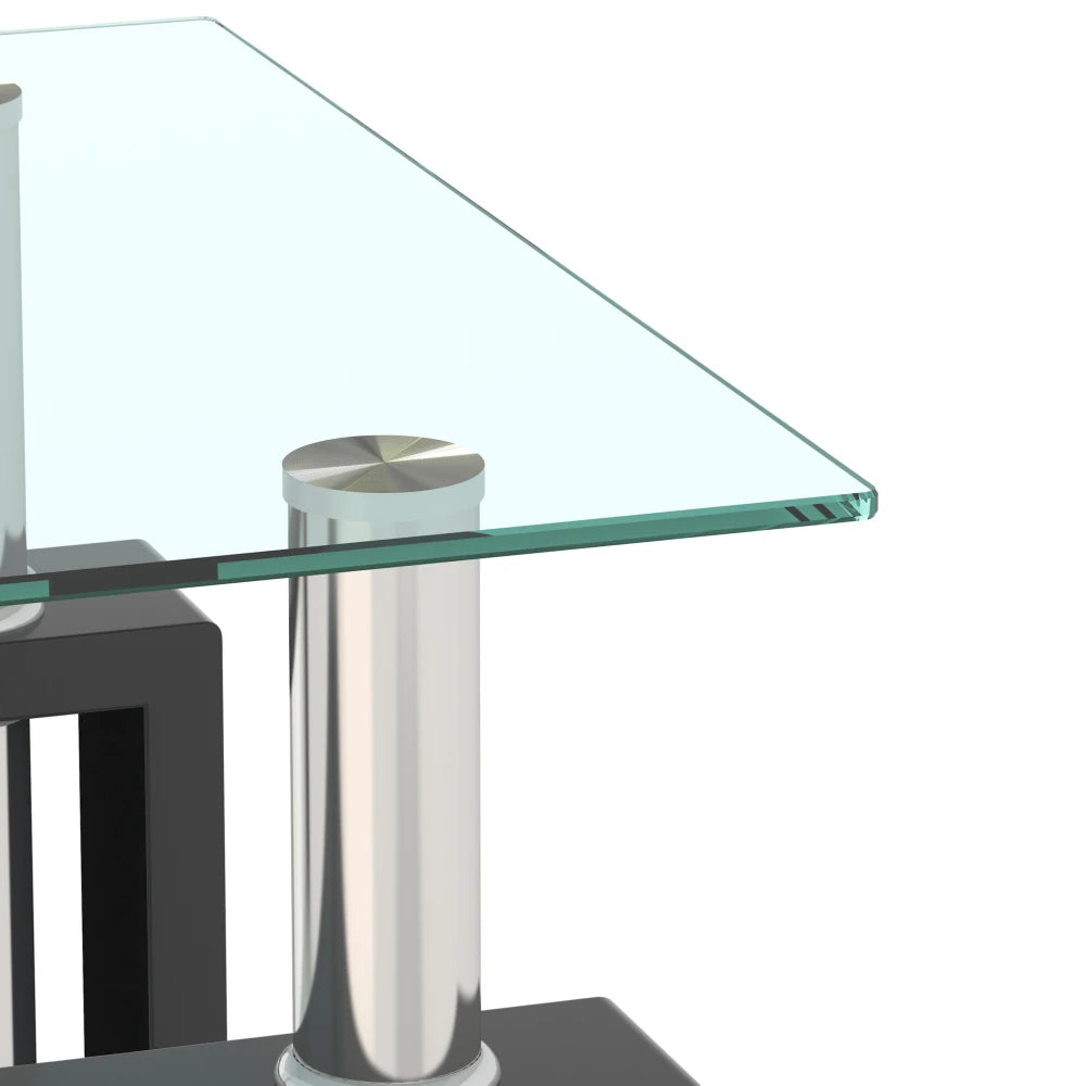 Set of 2, Modern Tempered Glass Tea Table,  End Table, Square for Living Room,