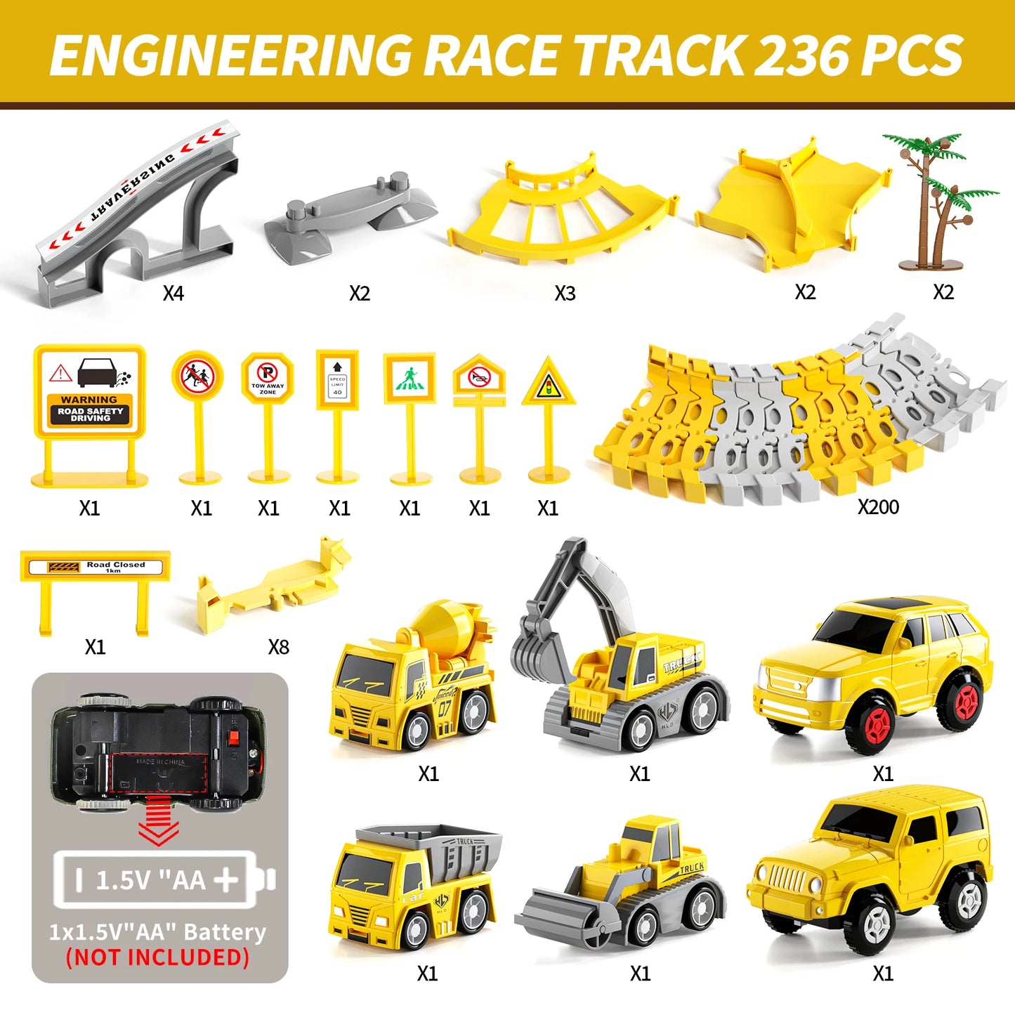 Toddler Boy Toys 236 PCS Race Tracks Toys Gifts for 3 4 5 Year Old