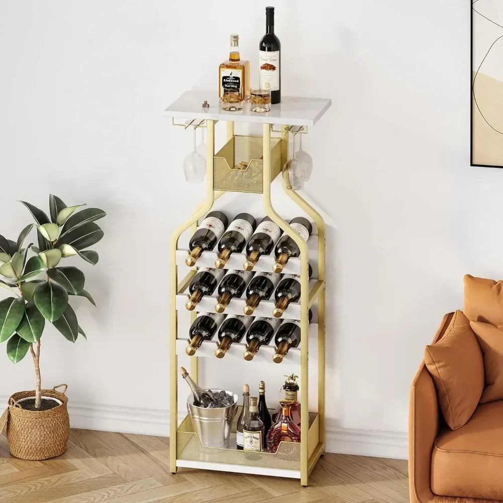 Metal Wine Rack Wine Bottle Holders Stands  Storage Organizer Display Rack Table