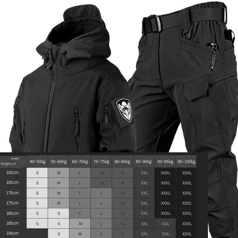 Outdoor Shark Skin Warmth Jackets Pants Set Men