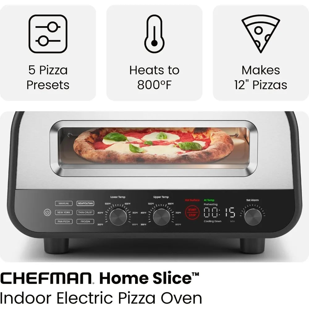 Indoor Pizza Oven - Makes 12 Inch Pizzas in Minutes, Heats up to 800°F - Countertop Electric Pizza Maker