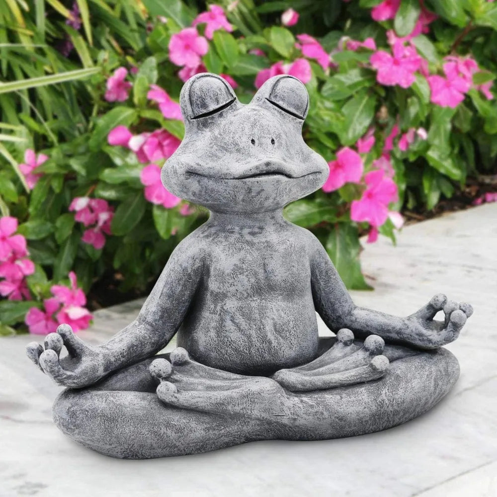 Meditating Yoga Frog Statue - , Zen Garden Frog Figurines for Home and Garden Decor