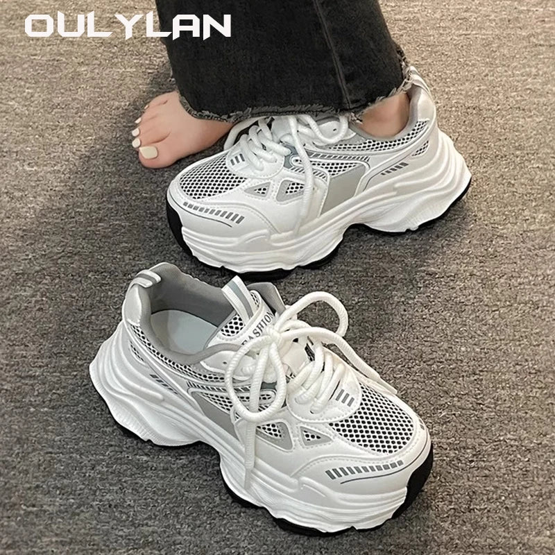 Women's Chunky Sneakers  Thick Sole Shoes Female Sports Running Shoes