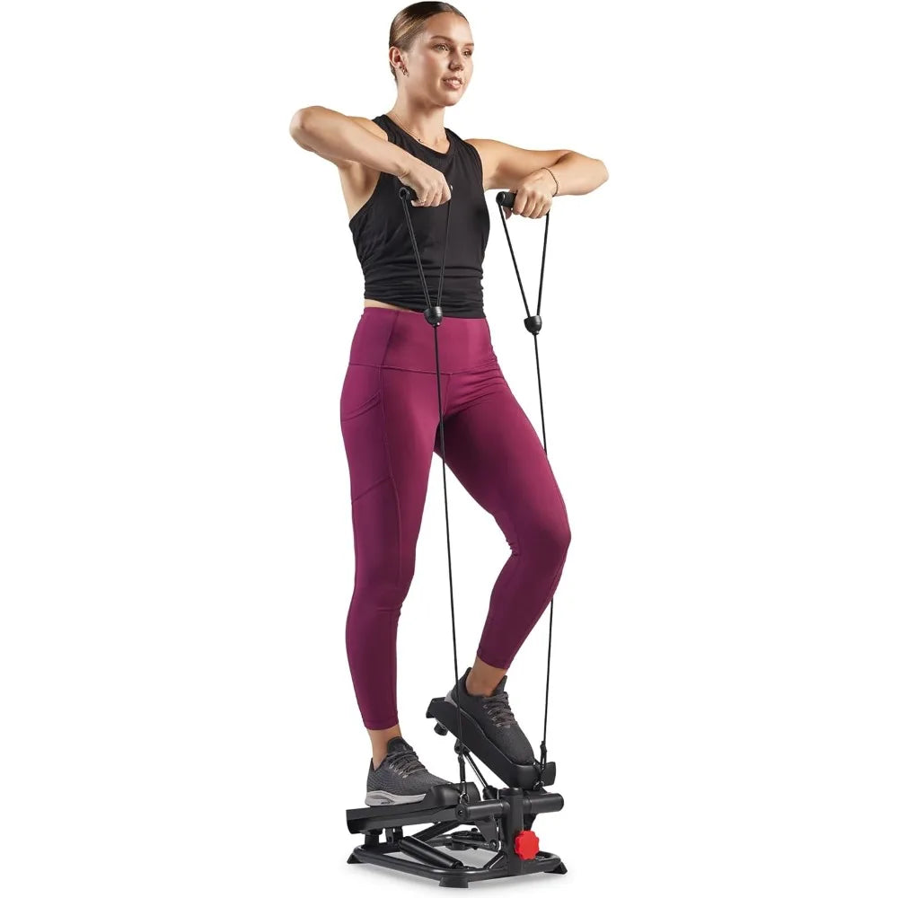 Advanced Mini Steppers for Exercise at Home, Total Body Workout Stair Step Machine with Resistance Bands