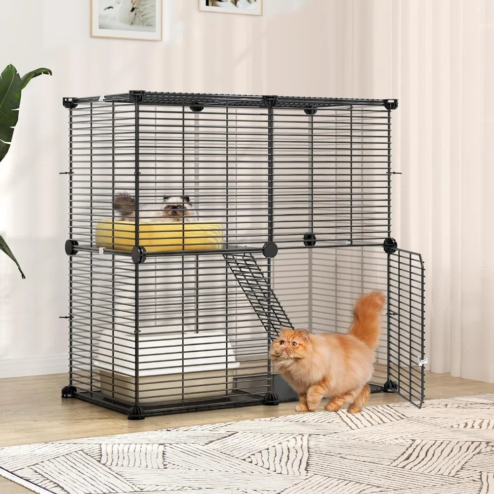 Indoor Cat Cage 2 Tier  House Cat Enclosure Outdoor Small Animal