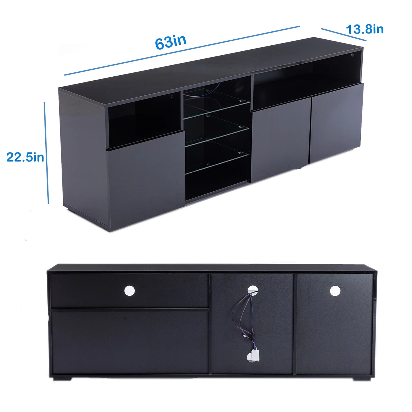 63" LED TV Stand for 65/70 inch TV,  High Gloss TV Cabinet