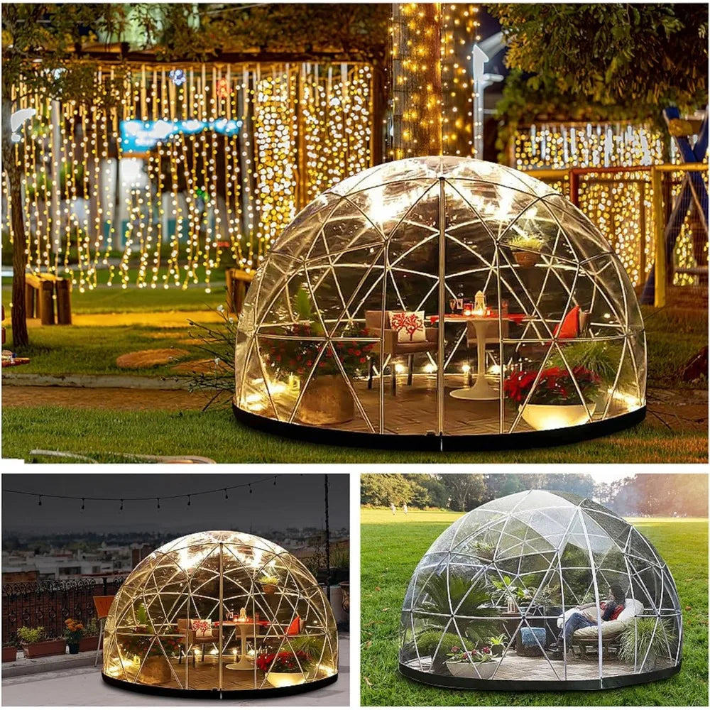 12FT Outdoor Igloo Tent Dome Greenhouse Bubble Tent, Clear PVC Tent