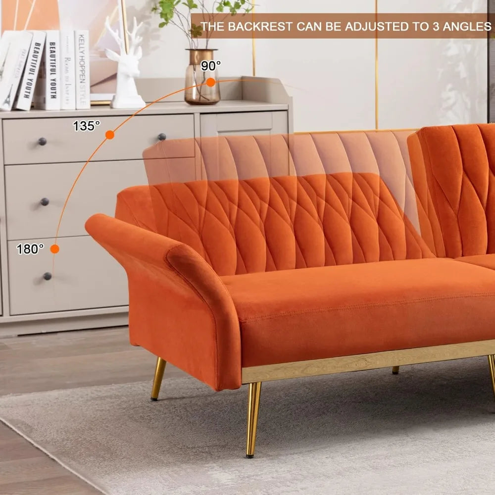 Futon Sofa Bed 70 Inch Width (Orange) Home Furniture