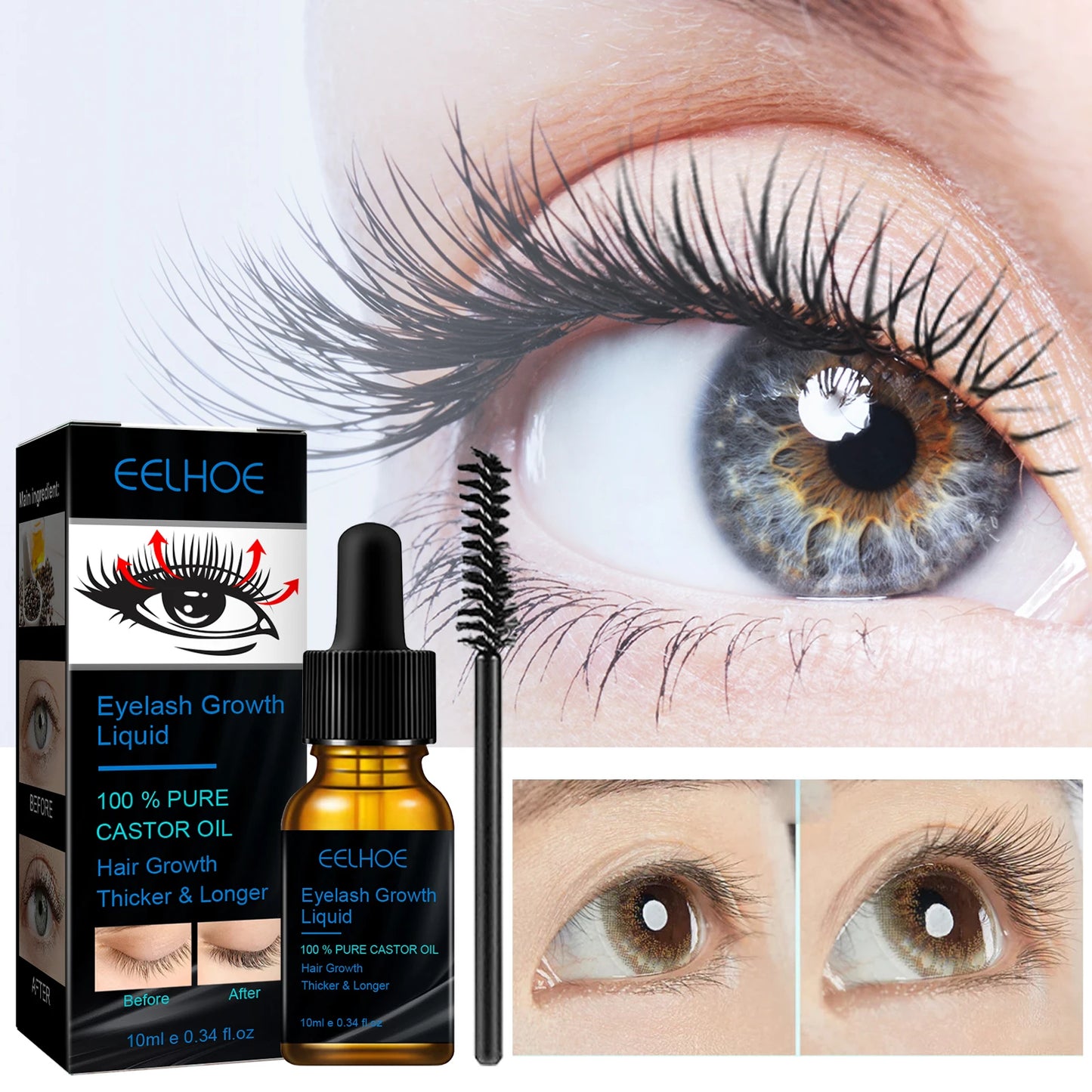 Castor Oil Mascara Promotes Eyelash Growth Natural Thick Eyelash  Flawless Mascara