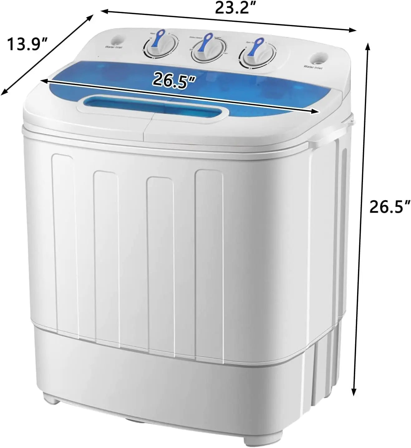 Portable Washing Machine, Electric Washer and Dryer Combo with (9lbs) & Spiner(6lbs) & Built-in Pump Draining