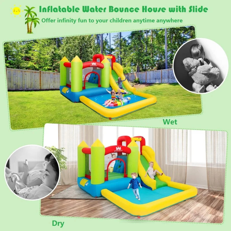 Inflatable Water Slide, Bounce House Combo for Kids Outdoor Fun