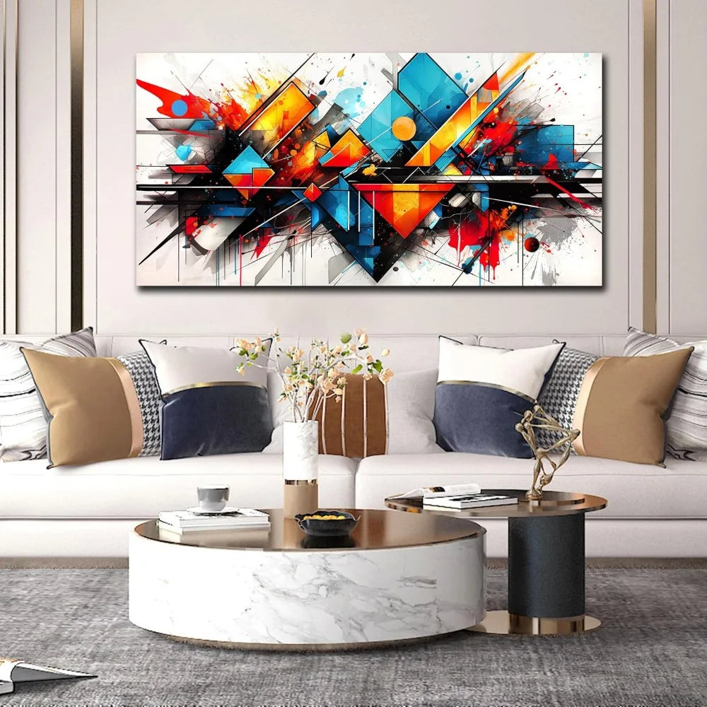 Colored wall art, used for large-sized living rooms - Abstract canvas art -